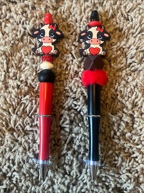 Cute Cow Decorative Bead Pen